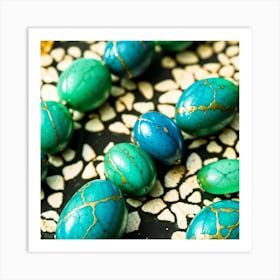 Turquoise And Gold Art Print