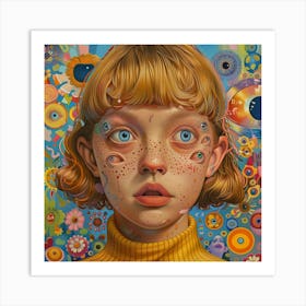 Girl With Eyes Art Print