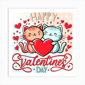 Happy Valentine's Day, Lover Cats Art Print