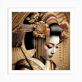 Japan Traditional Geisha Illustration By Ad 73 Art Print