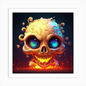 Skull With Flames 7 Art Print