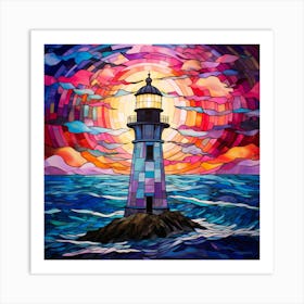 Maraclemente Stained Glass Lighthouse Vibrant Colors Beautiful 2 Art Print