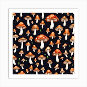 Seamless Pattern With Mushrooms 7 Art Print