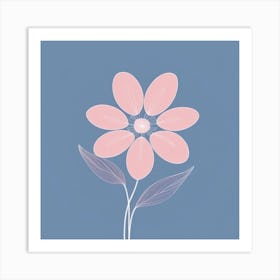 A White And Pink Flower In Minimalist Style Square Composition 526 Art Print