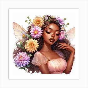 Fairy Girl With Flowers Art Print