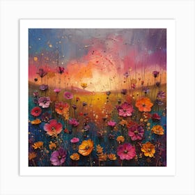 Sunset Flowers 4 Art Print