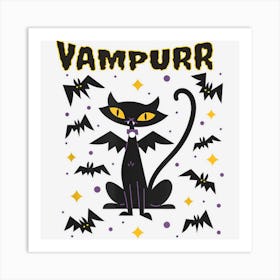 Vampurr Funny Halloween Cat Art Print