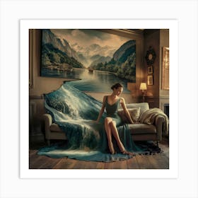 Woman Sitting On A Couch 2 Art Print