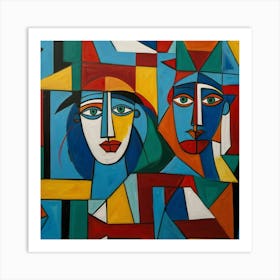 Hand Painted Acrylic Picasso Style Art Print