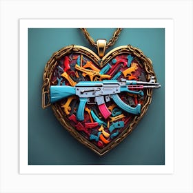 Ak-47 Heart 1 Art Print