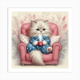 Pajamas Cat Art Print