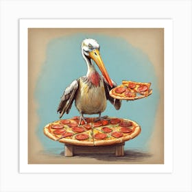 Pelican Pizza 1 Art Print