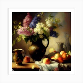 Still Life With More Flowers Art Print