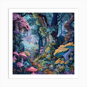 Forest Of Mushrooms Art Print