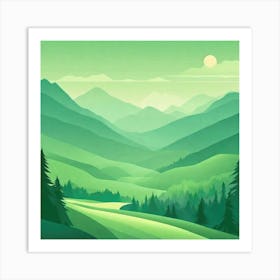 Misty mountains background in green tone 32 Art Print