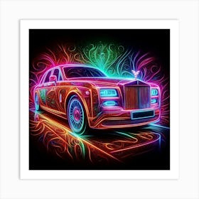 Neon Art of a Rose Royce Art Print