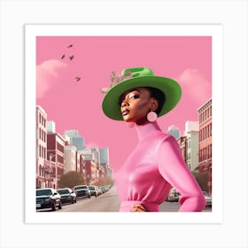 Woman In A Green Hat 3 Art Print