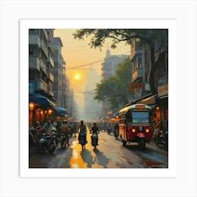 Sunset In Kolkata Art Print