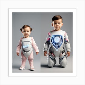 Two Children Dressed As Robots 2 Art Print