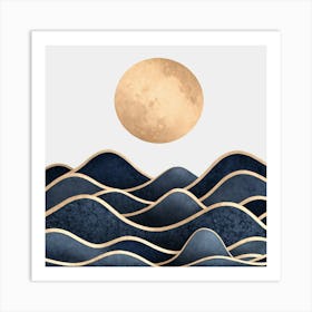 Moon And Waves 2 Art Print