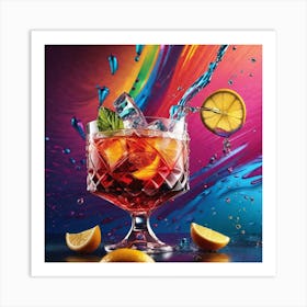 Cocktail With Splashes Art Print