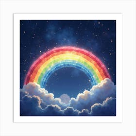 A Watercolor Cosmic Rainbow Arching Through The Night Sky Full Of Stars 1 Art Print