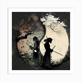 Samurai Yin And Yang Art Art Print