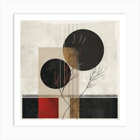 Silhouette Symphony: Minimalist Tree Branches in Modernist Palette Art Print