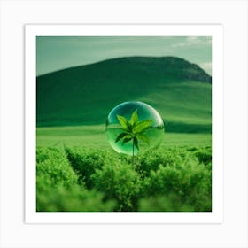 Green Plant In A Glass Ball Art Print