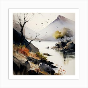 Water Landscape Painting Art Print