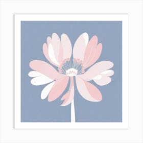 A White And Pink Flower In Minimalist Style Square Composition 525 Art Print