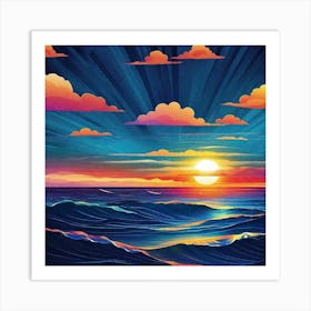 Sunset Over The Ocean 127 Art Print