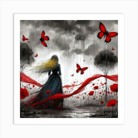 Girl In The Rain 1 Art Print