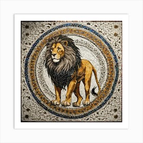 Lion Mosaic Pattern Art Print