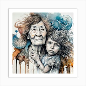 Woman And A Child Art Print