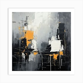 Abstract Painting, Produce A Monochromatic Abstract Artwork Overlapping Squares And Rectangles 5 Art Print