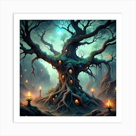 Ancient Tree With Lanterns 5 Art Print