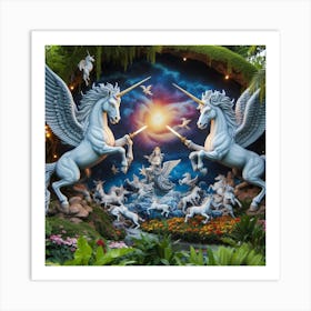 Unicorns In The Garden Art Print