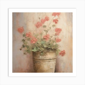 Geraniums In A Pot 1 Art Print