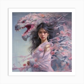 Chinese Girl With Dragon 2 Art Print