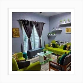 Living Room With Green Furniture Art Print