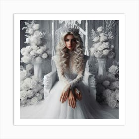 Beautiful Bride In A White Dress Art Print