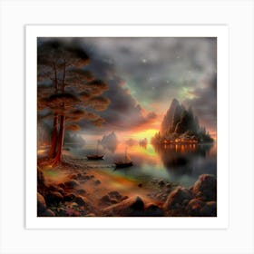 Sunset By The Lake Art Print