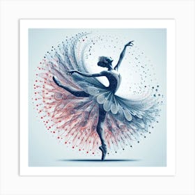 Ballerina Red n Blue Motion Art Print