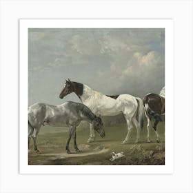 Four Horses In A Field Art Print