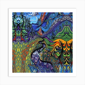 Psychedelic Digital Art Artwork Landscape Colorful Art Print