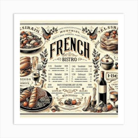 French Restaurant Menu Art Print
