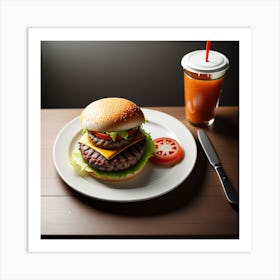 Hamburger And Drink 1 Art Print