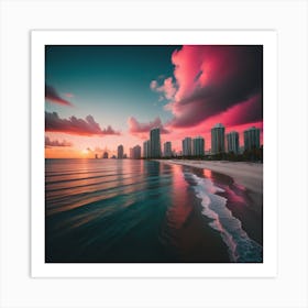 Sunset In Miami Art Print