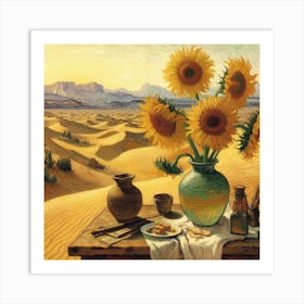 Van Gogh Painted A Sunflower Still Life In The Heart Of The Sahara Desert 1 Art Print